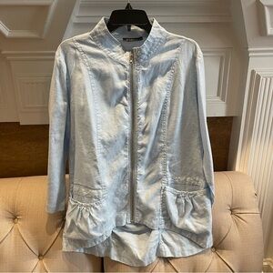 AY:  Amici Pure Linen Jacket Women’s L Light Blue Full Zipper Front Pockets